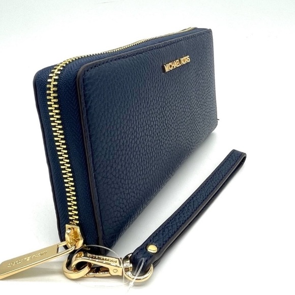 Michael Kors Large Continental Wallet Wristlet Navy Blue - Picture 3 of 8